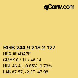 Color code: RGB 244.9 218.2 127 | qconv.com