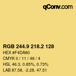 Color code: RGB 244.9 218.2 128 | qconv.com