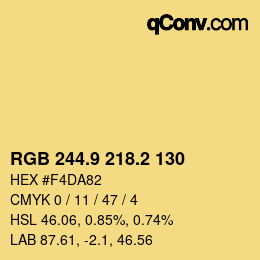 Color code: RGB 244.9 218.2 130 | qconv.com
