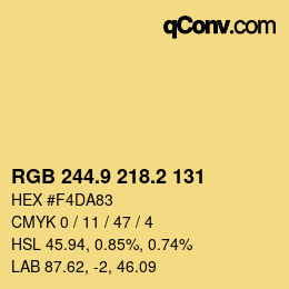 Color code: RGB 244.9 218.2 131 | qconv.com