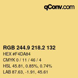 Color code: RGB 244.9 218.2 132 | qconv.com