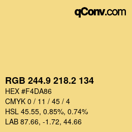 Color code: RGB 244.9 218.2 134 | qconv.com
