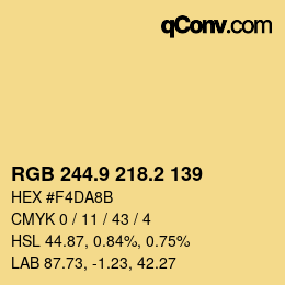 Color code: RGB 244.9 218.2 139 | qconv.com