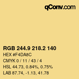 Color code: RGB 244.9 218.2 140 | qconv.com