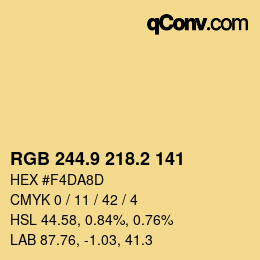Color code: RGB 244.9 218.2 141 | qconv.com