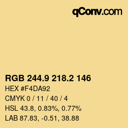 Color code: RGB 244.9 218.2 146 | qconv.com