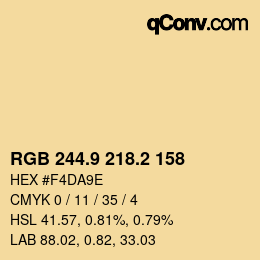 Color code: RGB 244.9 218.2 158 | qconv.com