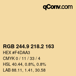 カラーコード: RGB 244.9 218.2 163 | qconv.com