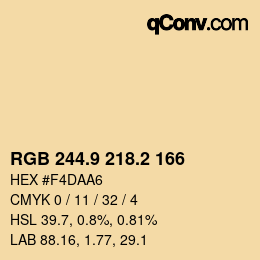 Color code: RGB 244.9 218.2 166 | qconv.com