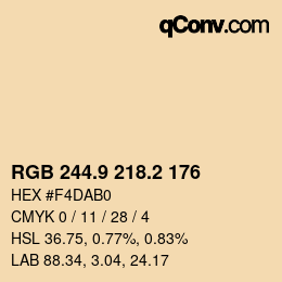Color code: RGB 244.9 218.2 176 | qconv.com