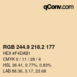 Color code: RGB 244.9 218.2 177 | qconv.com
