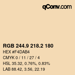 Color code: RGB 244.9 218.2 180 | qconv.com