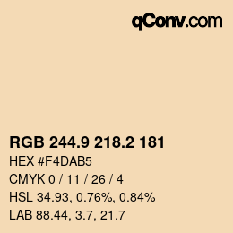 Color code: RGB 244.9 218.2 181 | qconv.com