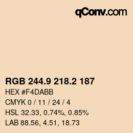 Color code: RGB 244.9 218.2 187 | qconv.com