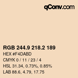 Color code: RGB 244.9 218.2 189 | qconv.com