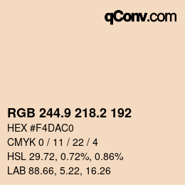 Color code: RGB 244.9 218.2 192 | qconv.com