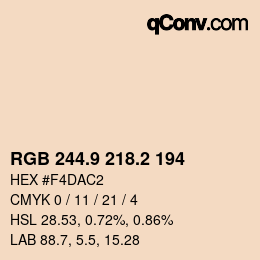 Color code: RGB 244.9 218.2 194 | qconv.com