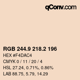 カラーコード: RGB 244.9 218.2 196 | qconv.com