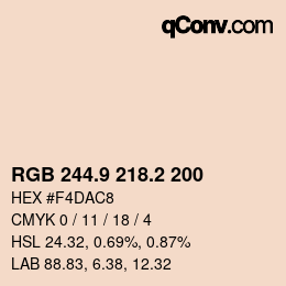 カラーコード: RGB 244.9 218.2 200 | qconv.com