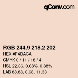 カラーコード: RGB 244.9 218.2 202 | qconv.com