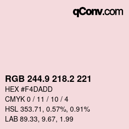 Color code: RGB 244.9 218.2 221 | qconv.com
