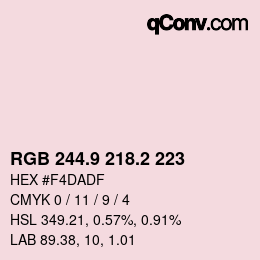 Color code: RGB 244.9 218.2 223 | qconv.com