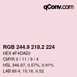 Color code: RGB 244.9 218.2 224 | qconv.com