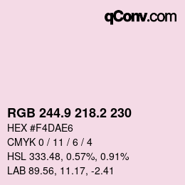 カラーコード: RGB 244.9 218.2 230 | qconv.com