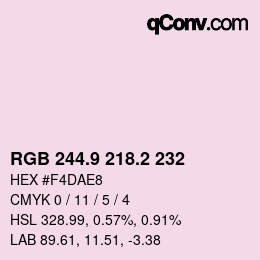 カラーコード: RGB 244.9 218.2 232 | qconv.com