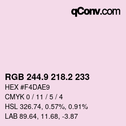 Color code: RGB 244.9 218.2 233 | qconv.com