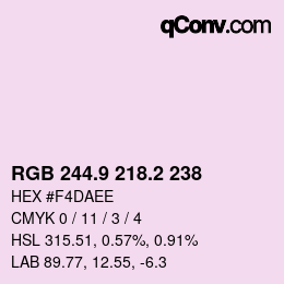 Color code: RGB 244.9 218.2 238 | qconv.com