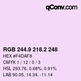 Code couleur: RGB 244.9 218.2 248 | qconv.com
