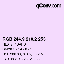 Color code: RGB 244.9 218.2 253 | qconv.com