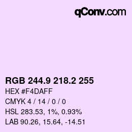 Color code: RGB 244.9 218.2 255 | qconv.com