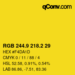 カラーコード: RGB 244.9 218.2 29 | qconv.com