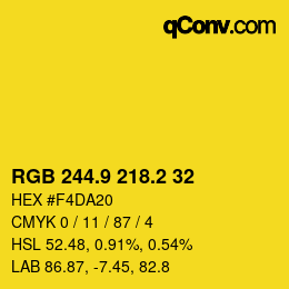 カラーコード: RGB 244.9 218.2 32 | qconv.com