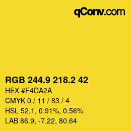 カラーコード: RGB 244.9 218.2 42 | qconv.com