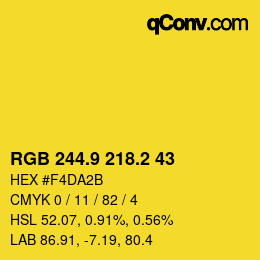 カラーコード: RGB 244.9 218.2 43 | qconv.com