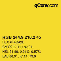 カラーコード: RGB 244.9 218.2 45 | qconv.com