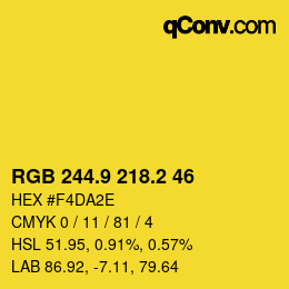 カラーコード: RGB 244.9 218.2 46 | qconv.com