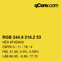 カラーコード: RGB 244.9 218.2 53 | qconv.com