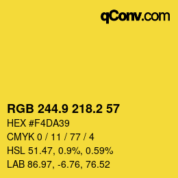 カラーコード: RGB 244.9 218.2 57 | qconv.com