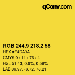 カラーコード: RGB 244.9 218.2 58 | qconv.com