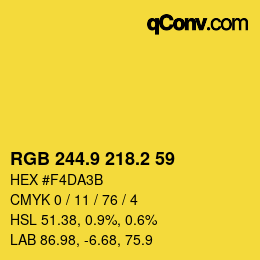 カラーコード: RGB 244.9 218.2 59 | qconv.com