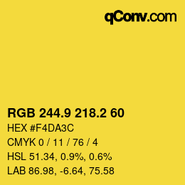カラーコード: RGB 244.9 218.2 60 | qconv.com