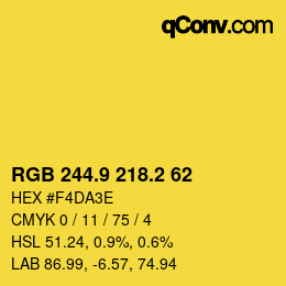カラーコード: RGB 244.9 218.2 62 | qconv.com
