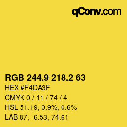 カラーコード: RGB 244.9 218.2 63 | qconv.com