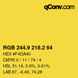 カラーコード: RGB 244.9 218.2 64 | qconv.com