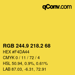 カラーコード: RGB 244.9 218.2 68 | qconv.com