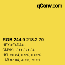カラーコード: RGB 244.9 218.2 70 | qconv.com